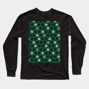 Polka Dots and Scattered Skulls - Halloween Pattern - Dark Colors Long Sleeve T-Shirt